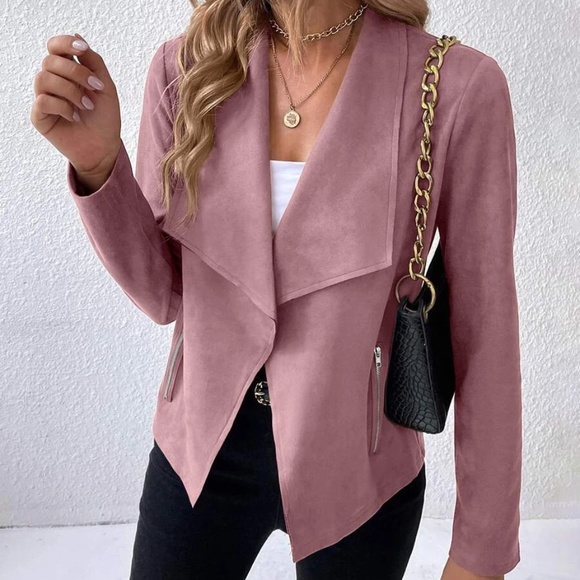 Luxe Vegan Suede Open Front Jacket - Picture 5 of 11